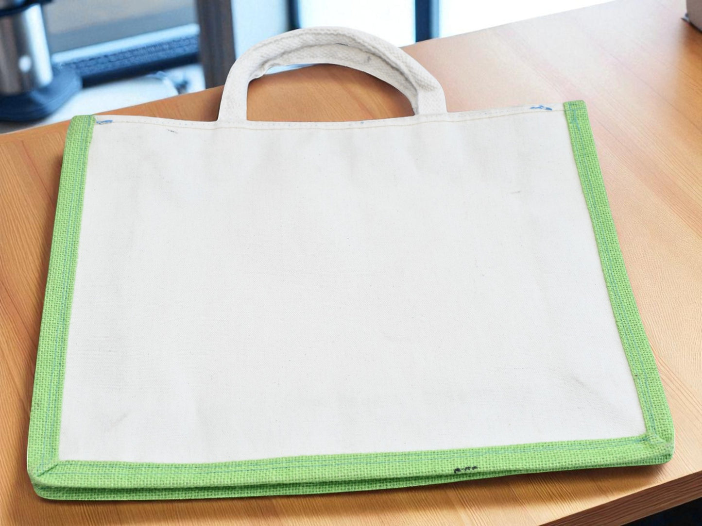 Birsa Craft Green Big Jute Bag with Sohrai painting on  Shopping Bag
