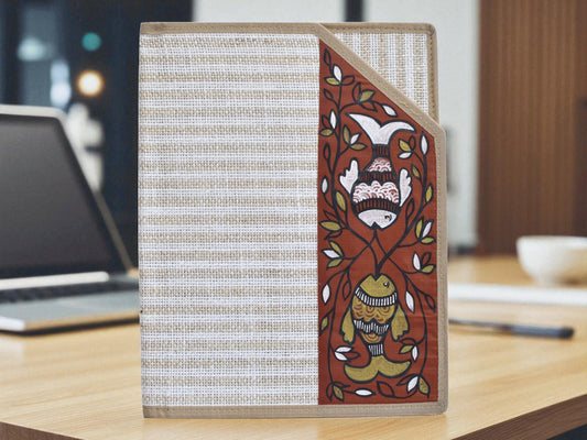 Birsa Craft Jute folder with sohrai painting for Corporate Gift , Meeting and for document keeping.