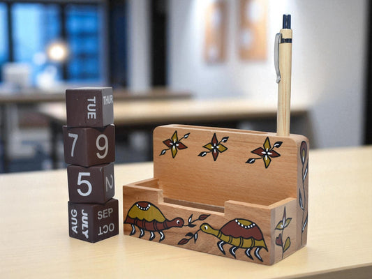 Birsa craft Pen Stand For Office Table, Desk Organizer With Wooden Calendar,  Pen Stand, For Home And Office - Customized, Personalized Gift for Teachers, Doctors, Employee.