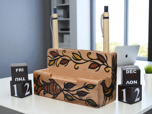 Birsa craft Pen Stand For Office Table, Desk Organizer With Wooden Calendar, Pen Stand, For Home And Office -  Personalized Gift for Teachers, Doctors, Employee.