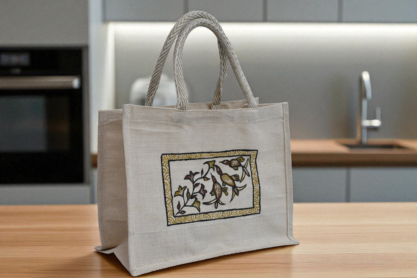 Jute Bag with Sohrai Painting