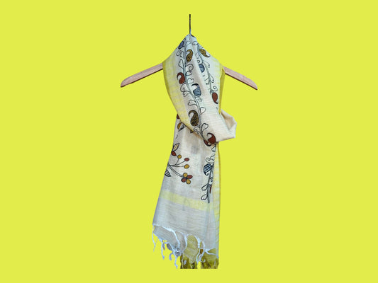 Stole for Women with sohrai painting on cotton