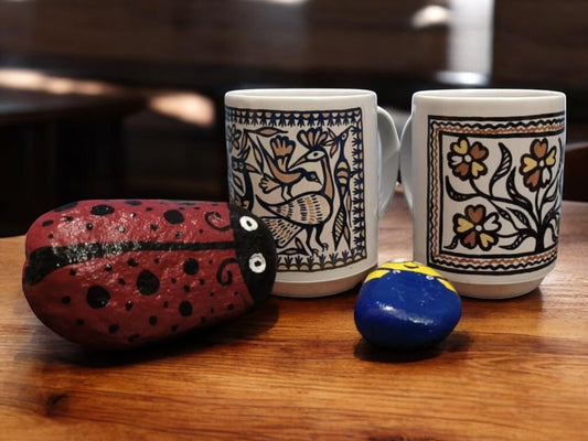 Coffee mug  with Sohrai painting for corporate Gift and office use