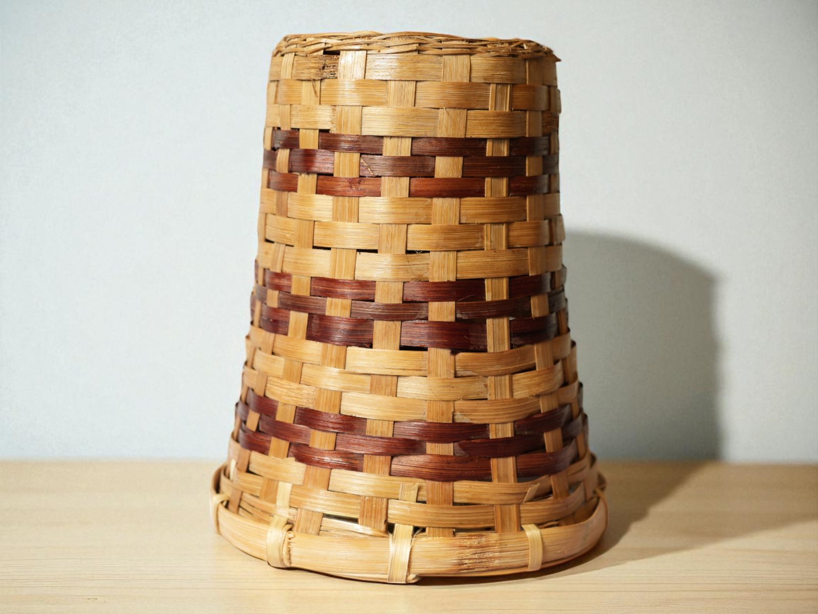 Handcrafted Bamboo / Woven Waste Basket - Image 2