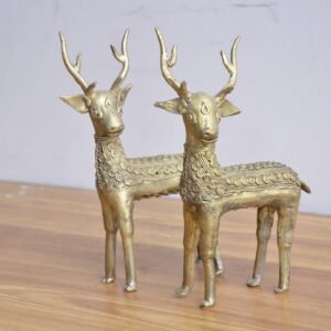 Handcrafted Golden Stag & Deer Figurine Set