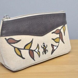 Handcrafted Leaf Art Canvas Utility women Pouch