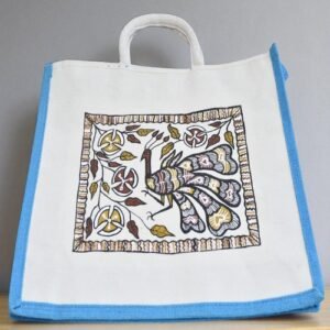 Madhubani Peacock Print Canvas Tote Bag