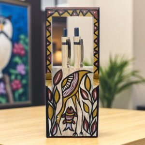 Sohrai Art Hand-Painted Wooden Mobile Stand & Key Holder