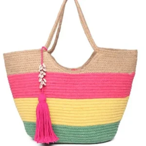 On Earth OnEarth Colourfull Jute Tote Bag